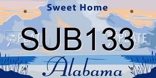 SUB133 Alabama License Plate