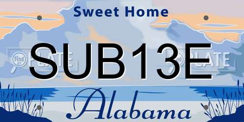 SUB13E Alabama License Plate
