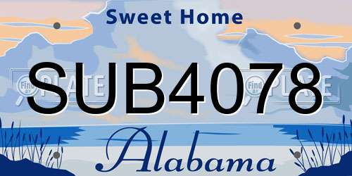 SUB4078 Alabama License Plate