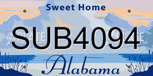 SUB4094 Alabama License Plate