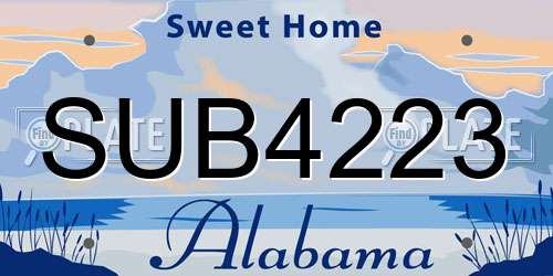 SUB4223 Alabama License Plate