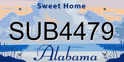 SUB4479 Alabama License Plate