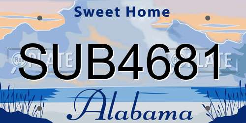 SUB4681 Alabama License Plate