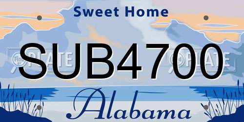 SUB4700 Alabama License Plate