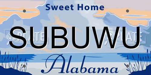 SUBUWU Alabama License Plate