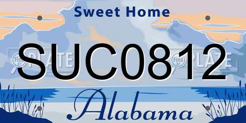 SUC0812 Alabama License Plate