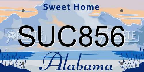 SUC856 Alabama License Plate