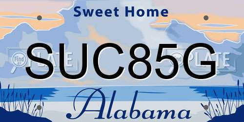 SUC85G Alabama License Plate