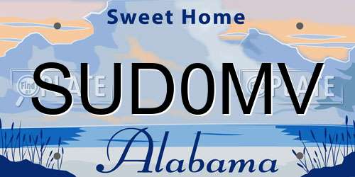 SUD0MV Alabama License Plate