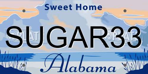 SUGAR33 Alabama License Plate