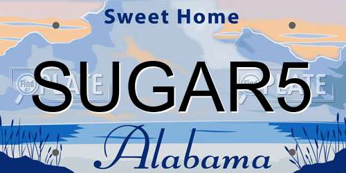 SUGAR5 Alabama License Plate