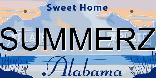SUMMERZ Alabama License Plate