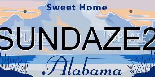 SUNDAZE2 Alabama License Plate