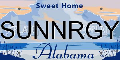 SUNNRGY Alabama License Plate