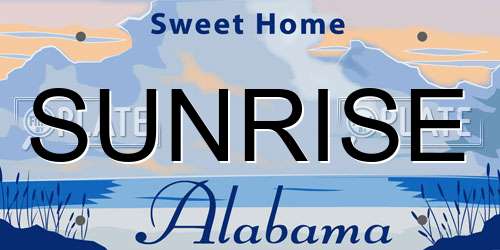 SUNRISE Alabama License Plate