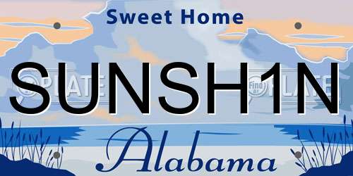 SUNSH1N Alabama License Plate