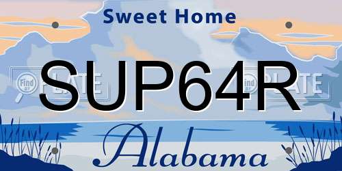 SUP64R Alabama License Plate