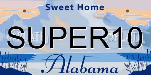 SUPER10 Alabama License Plate