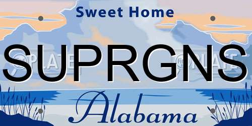 SUPRGNS Alabama License Plate