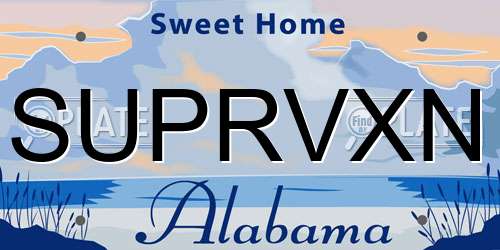 SUPRVXN Alabama License Plate