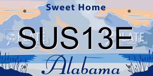SUS13E Alabama License Plate