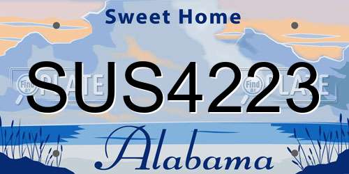 SUS4223 Alabama License Plate