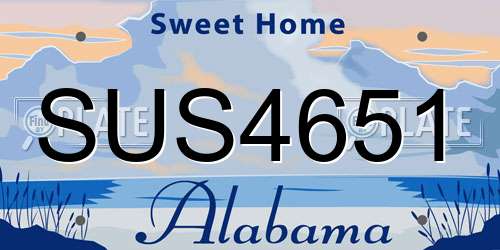 SUS4651 Alabama License Plate