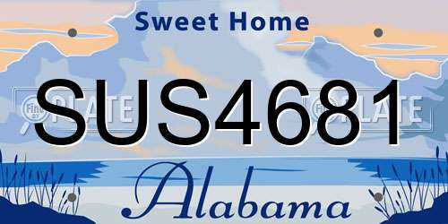 SUS4681 Alabama License Plate