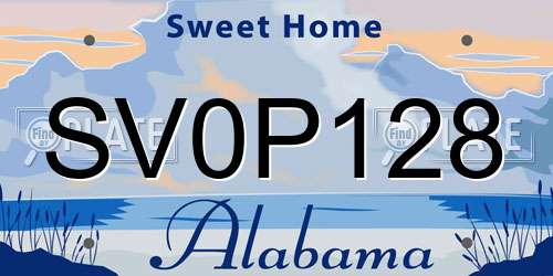 SV0P128 Alabama License Plate
