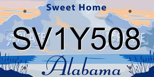 SV1Y508 Alabama License Plate