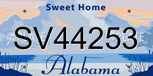 SV44253 Alabama License Plate