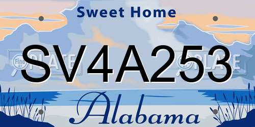 SV4A253 Alabama License Plate