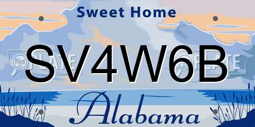 SV4W6B Alabama License Plate