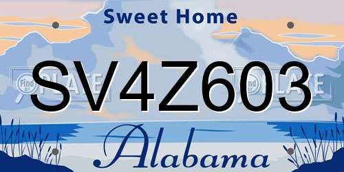 SV4Z603 Alabama License Plate