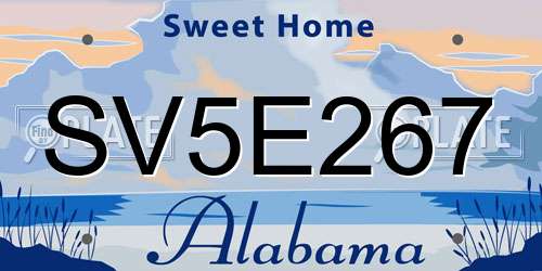 SV5E267 Alabama License Plate