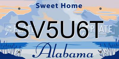 SV5U6T Alabama License Plate