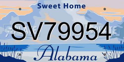 SV79954 Alabama License Plate