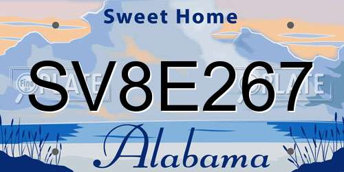SV8E267 Alabama License Plate