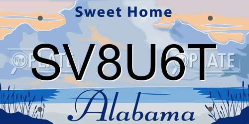 SV8U6T Alabama License Plate
