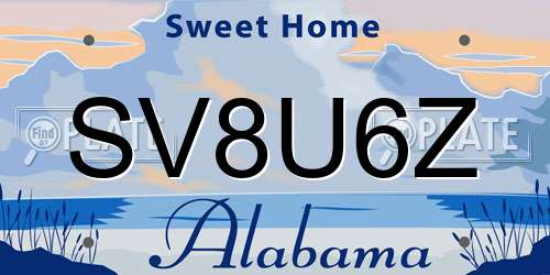 SV8U6Z Alabama License Plate