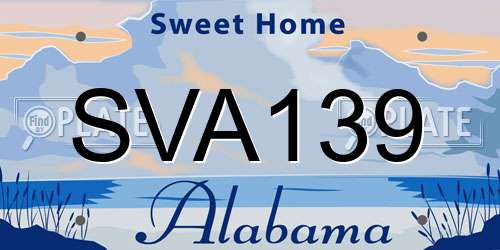 SVA139 Alabama License Plate