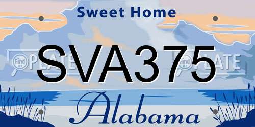 SVA375 Alabama License Plate