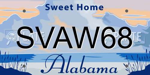 SVAW68 Alabama License Plate