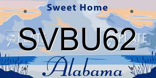 SVBU62 Alabama License Plate