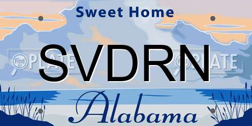 SVDRN Alabama License Plate