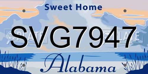 SVG7947 Alabama License Plate