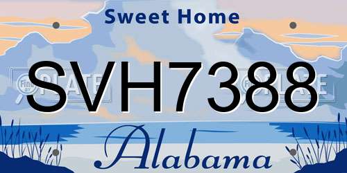 SVH7388 Alabama License Plate