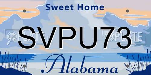 SVPU73 Alabama License Plate
