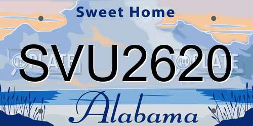 SVU2620 Alabama License Plate