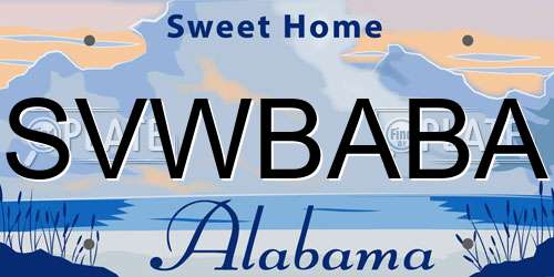 SVWBABA Alabama License Plate